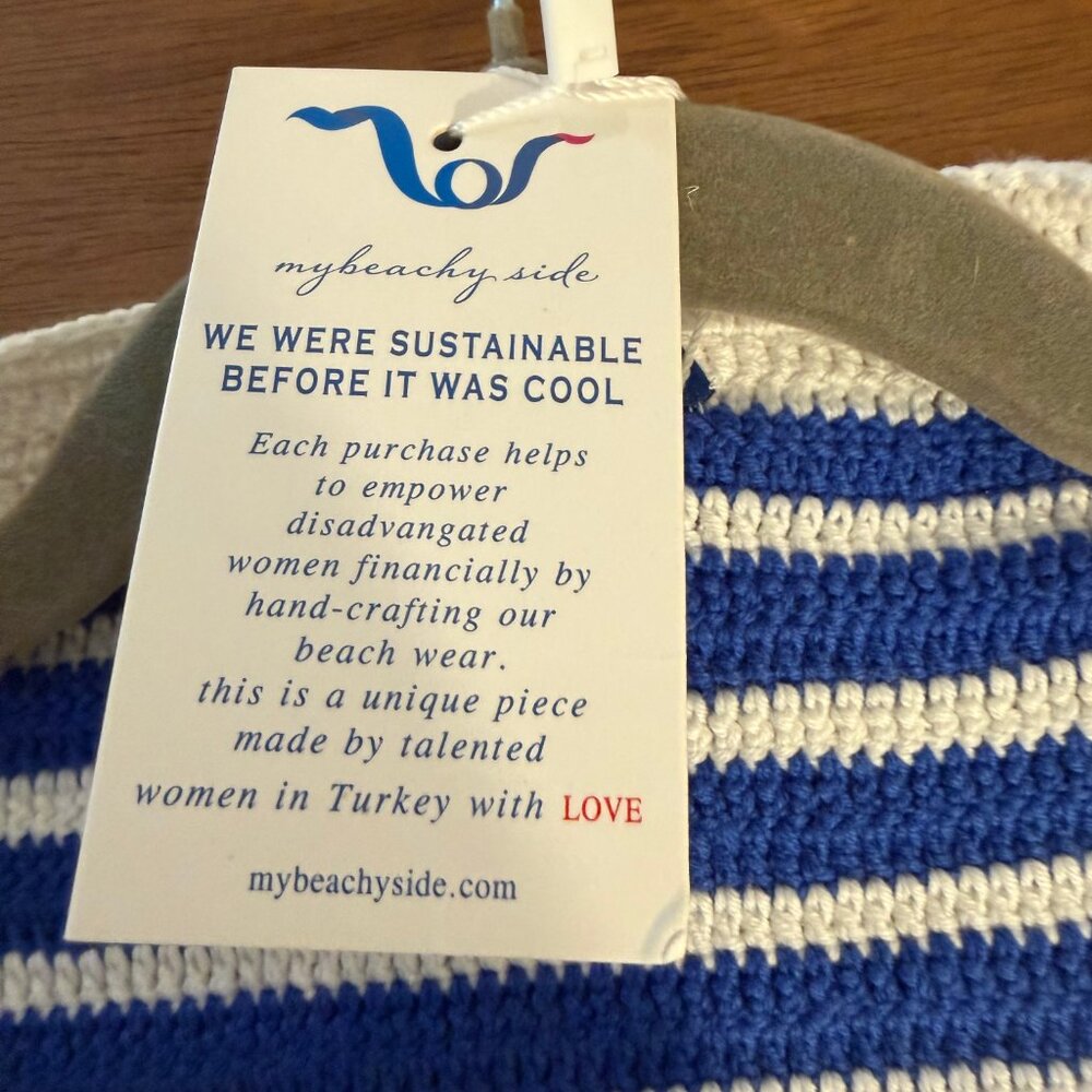 NWT My Beachy Side Loulou Striped Cardigan Blue/White - Sz S - MSRP $425 - Picture 5 of 5